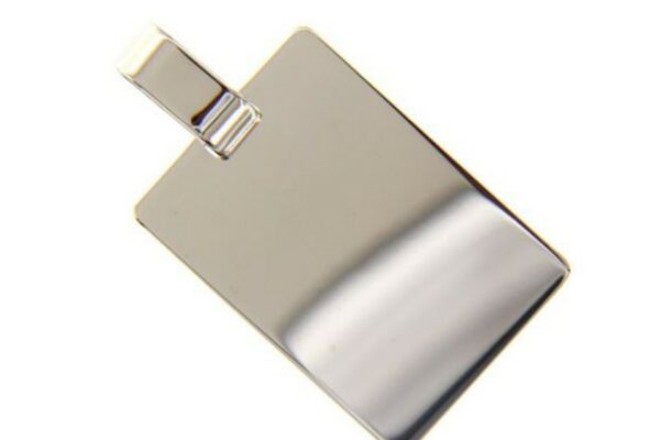 Rectangular white gold medal weight 5 g