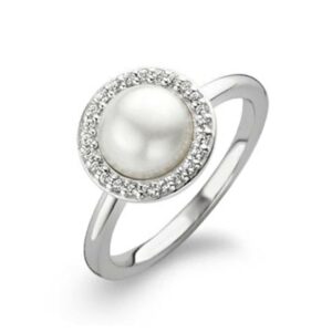 RING I FEEL YOU IN SILVER ZIRCONIA AND PEARL