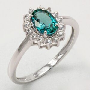 Anello con smeraldo ct. 0.78 e diamanti ct. 0.26