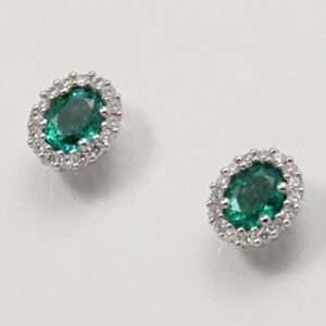 Orecchini con smeraldi ct. 0.72 e diamanti ct. 0.18