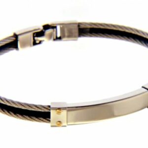 Rigid men's bracelet in steel and yellow gold