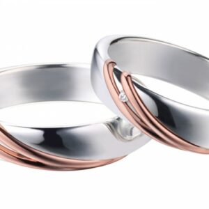 Pair of Polello silver and gold wedding rings 2565