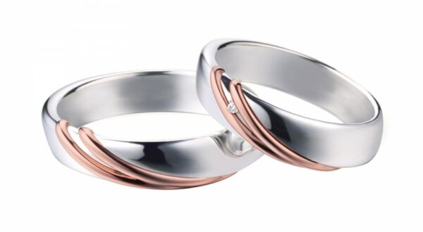 Pair of Polello silver and gold wedding rings 2565