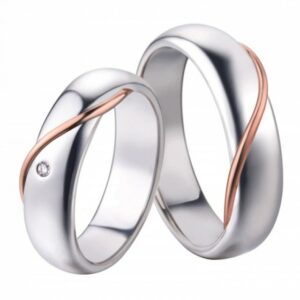 Pair of Polello silver and gold wedding rings 2567