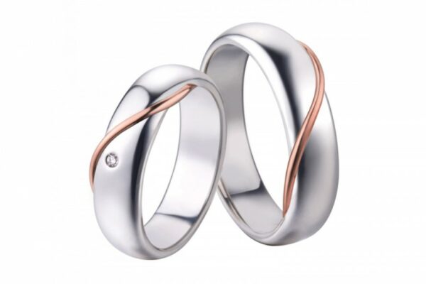 Pair of Polello silver and gold wedding rings 2567