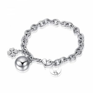 Bracelet with four-leaf clover and white crystals