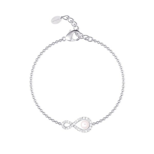 BRACCIALE INFINITO MABINA IN ARGENTO ZIRCONI E PERLA