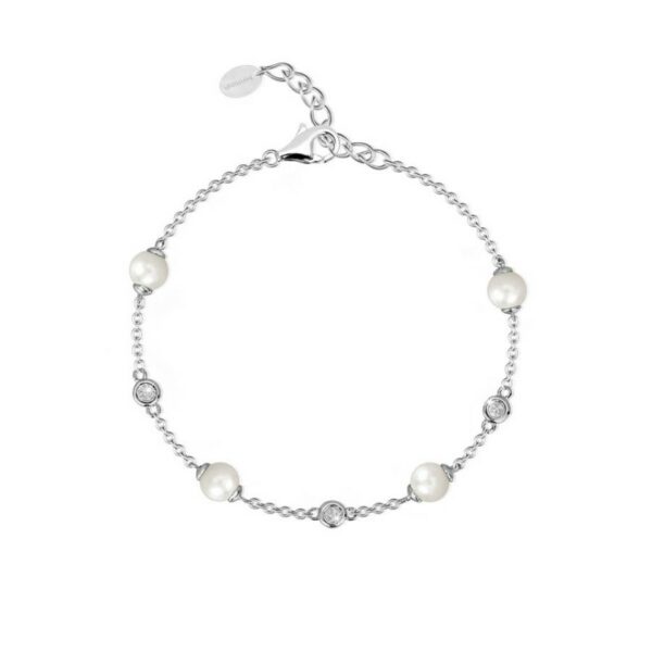 BRACCIALE MABINA IN ARGENTO ZIRCONI E PERLE