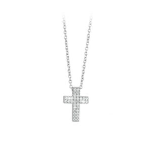 MABINA CROSS NECKLACE IN SILVER AND ZIRCONIA