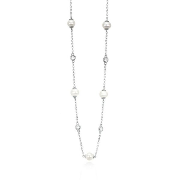 GIROCOLLO MABINA IN ARGENTO PERLE E ZIRCONI