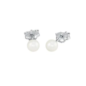 MABINA EARRINGS IN SILVER AND CULTURED PEARLS 4 - 4.5 MM