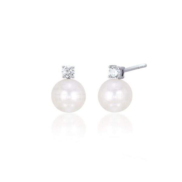 MABINA PEARL EARRINGS IN SILVER AND ZIRCONIA