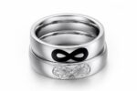 Steel ring with infinity in black enamel