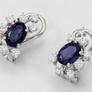 Orecchini con iolite ct. 1.20 e diamanti ct. 0.64