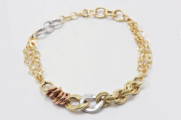 Bracciale in oro tricolore