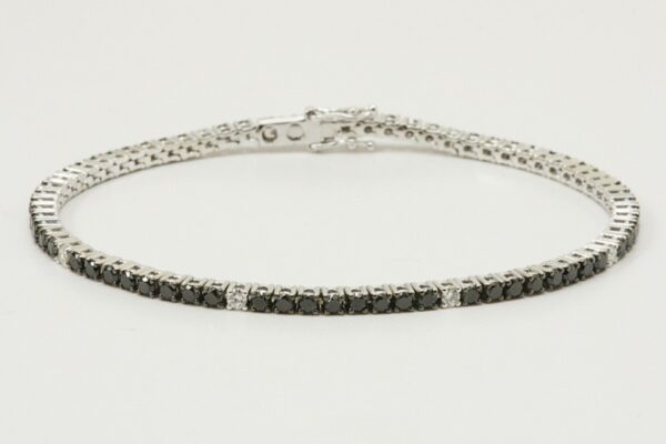 BRACCIALE TENNIS DIAMANTI TAGLIO BRILLANTE NERI CT. 3.13 E BIANCHI CT. 0.31