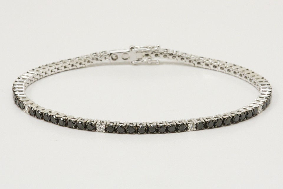 BRACCIALE TENNIS DIAMANTI TAGLIO BRILLANTE NERI CT. 3.13 E BIANCHI CT. 0.31