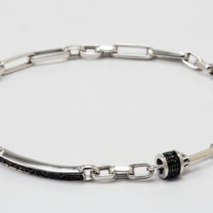 BRACCIALE UOMO ORO BIANCO E SPINELLO NERO