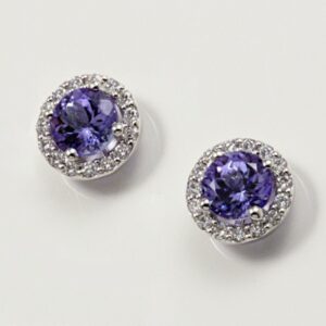 EARRINGS WITH TANZANITE CT. 1.91 AND DIAMONDS CT. 0.30:XNUMX