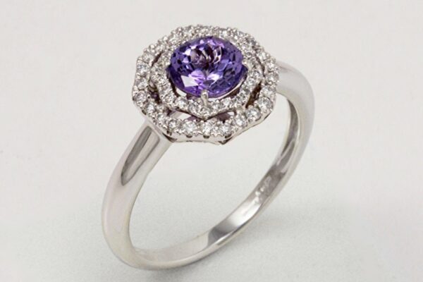 ANELLO CON TANZANITE CT. 0.98 E DIAMANTI CT. 0.25