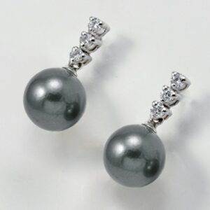 Orecchini perle nere Tahiti 11 mm e diamanti ct. 0.32