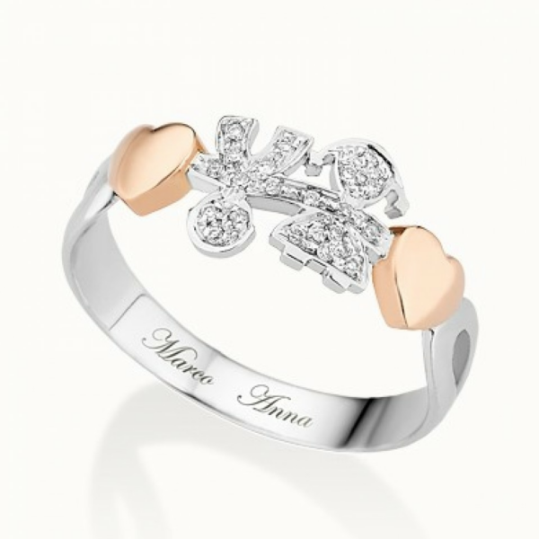 Ring Le Beb Girocuore Femminuccia and Maschietto ct. 0.08:XNUMX