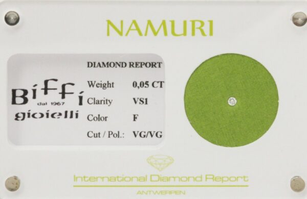 DIAMANTE TAGLIO BRILLANTE NAMURI CT. 0.05 CERTIFICATO ITC