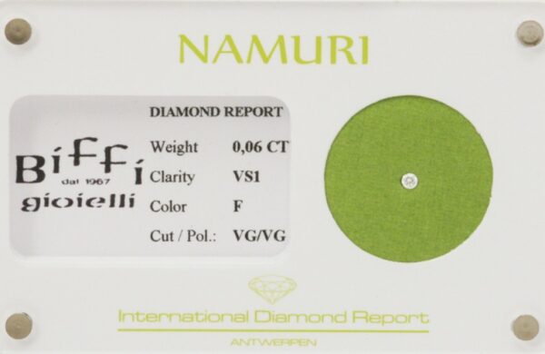 DIAMANTE TAGLIO BRILLANTE NAMURI CT. 0.06 CERTIFICATO ITC