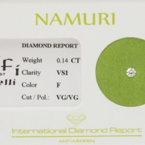 DIAMANTE TAGLIO BRILLANTE NAMURI CT. 0.14 CERTIFICATO ITC