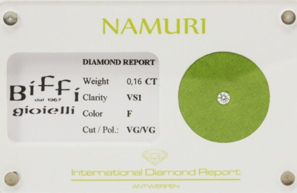 DIAMANTE TAGLIO BRILLANTE NAMURI CT. 0.16 CERTIFICATO ITC