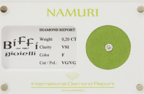 DIAMANTE TAGLIO BRILLANTE NAMURI CT. 0.20 CERTIFICATO ITC