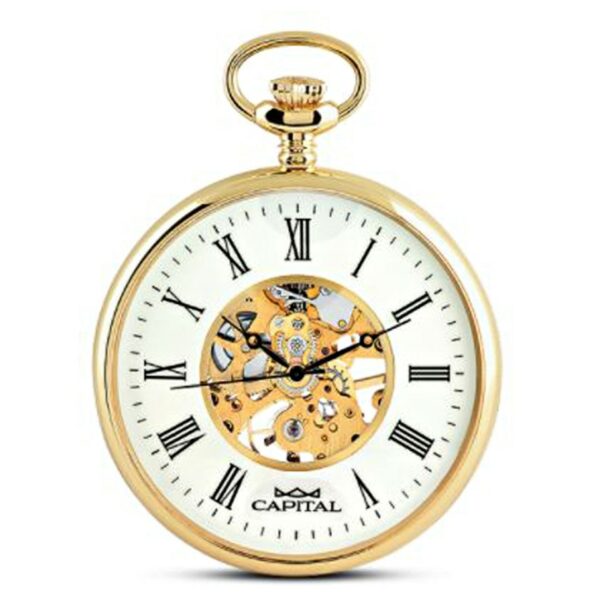 OROLOGIO DA TASCA CAPITAL A CARICA MANUALE LAMINATO IN ORO