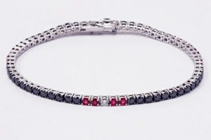 bracciale tennis diamanti neri e rubini